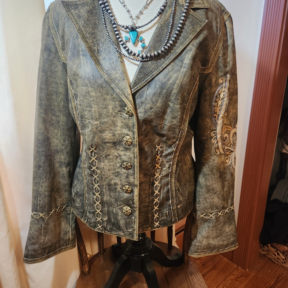 Double D Ranch Embroidered Distressed Blazer